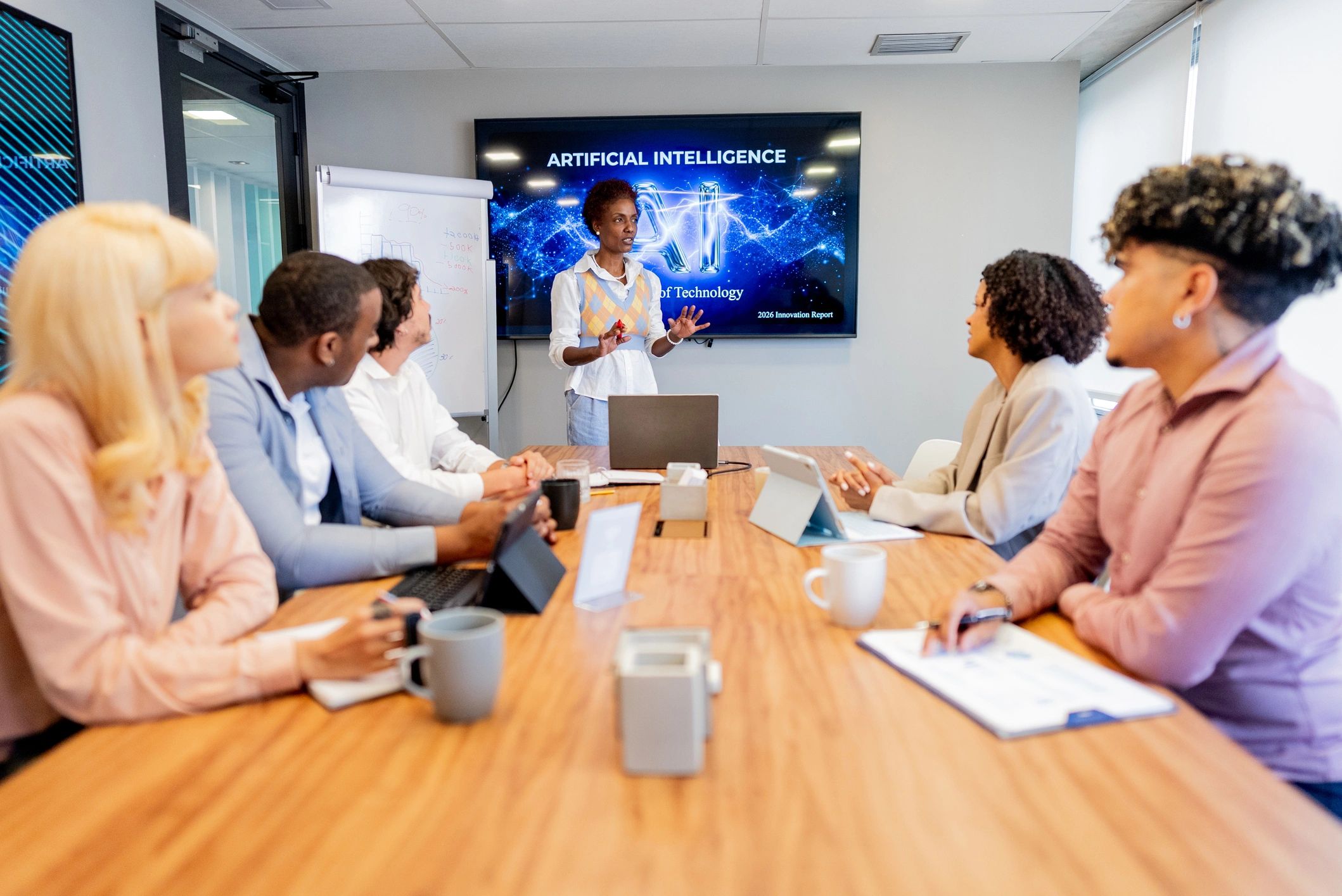 Technology presentation in a modern meeting room